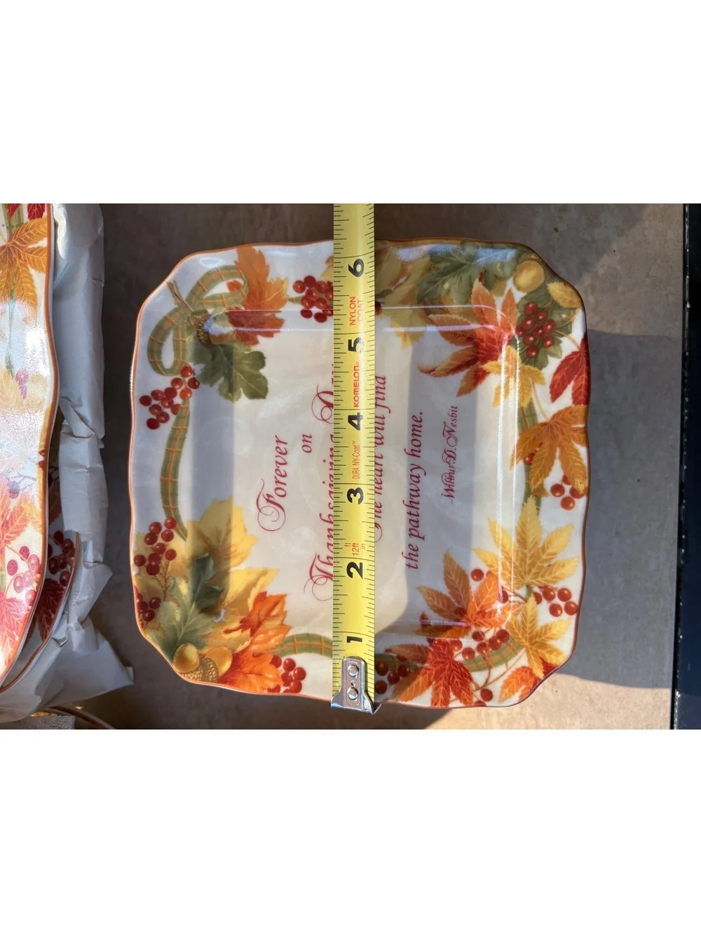 222 Fifth Autumn Celebration Dessert Plates Set of 12 Square Thanksgiving